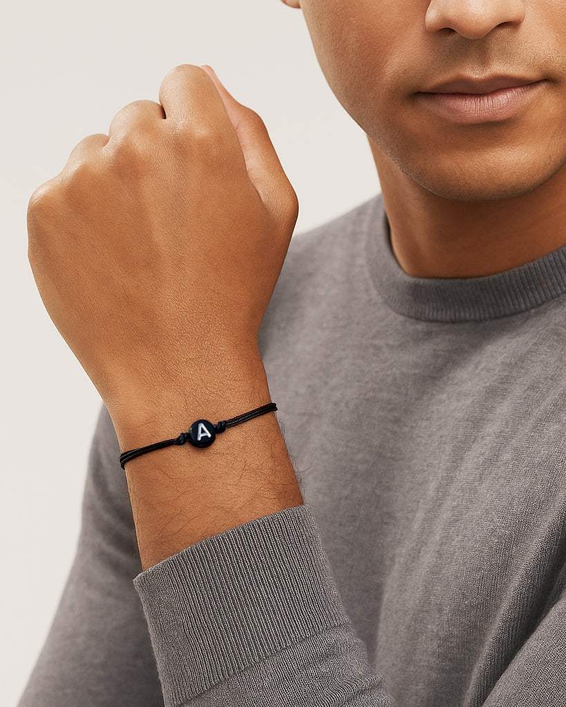 Men's Letter Adjustable String Bracelet - D
