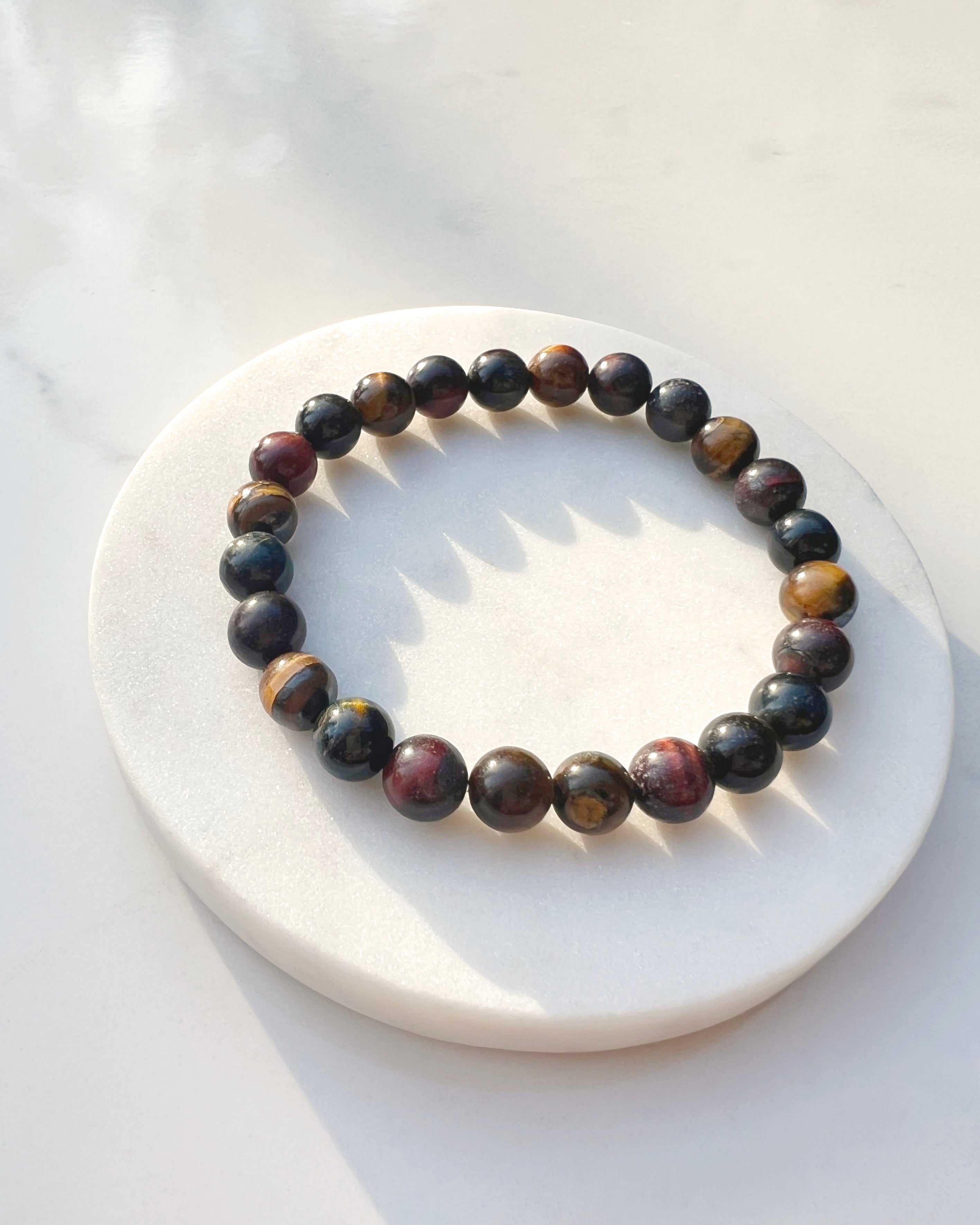 Natural Tiger's Eye Men's Stretch Bracelet
