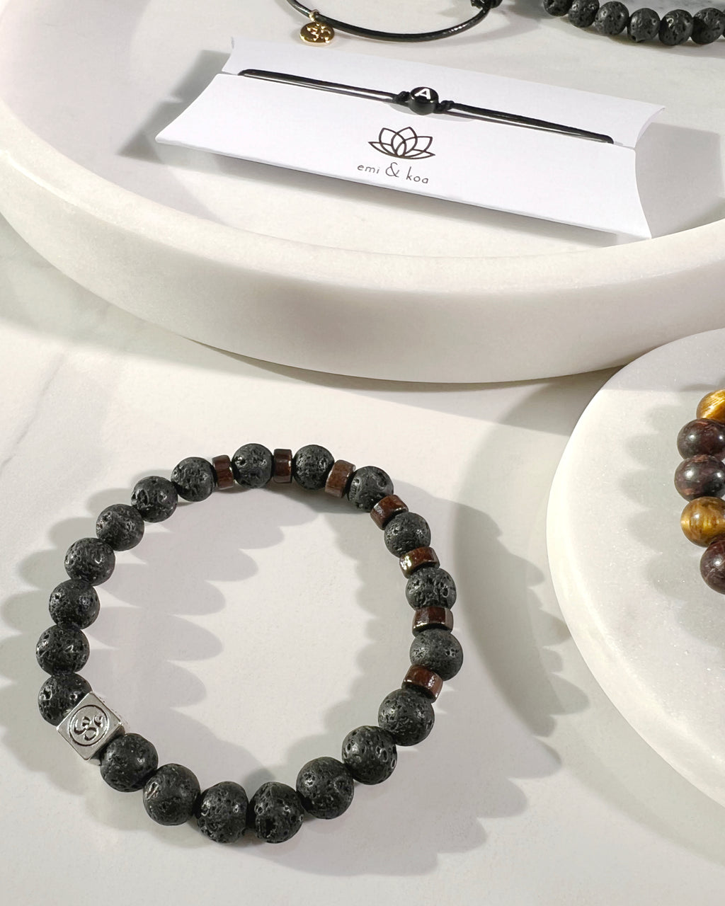 Aum Natural Lava Rock Bead Bracelet