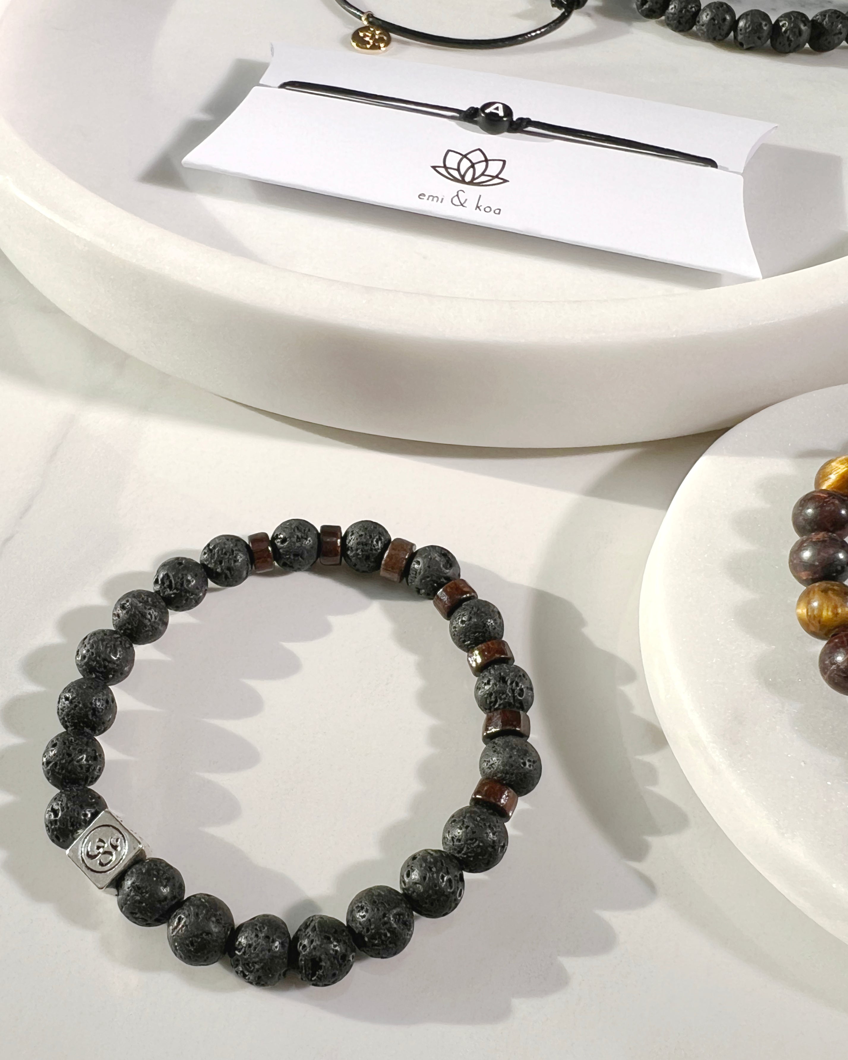 Aum Natural Lava Rock Bead Bracelet