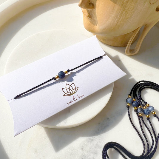 Natural Frosted Sodalite Handmade Rakhri