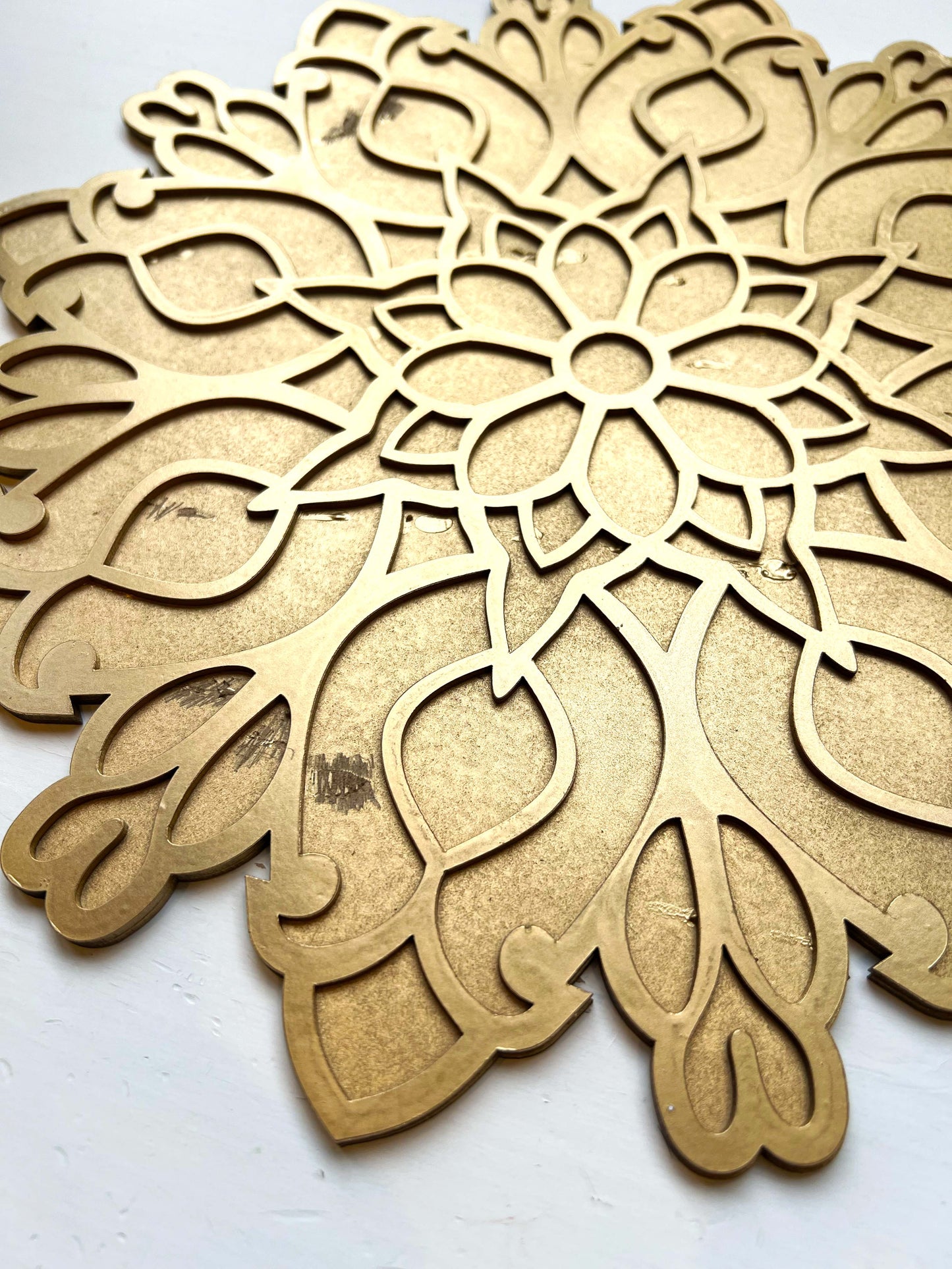 Perfectly Imperfect - 16" Diwali Bouquet Wooden Rangoli Tray Only