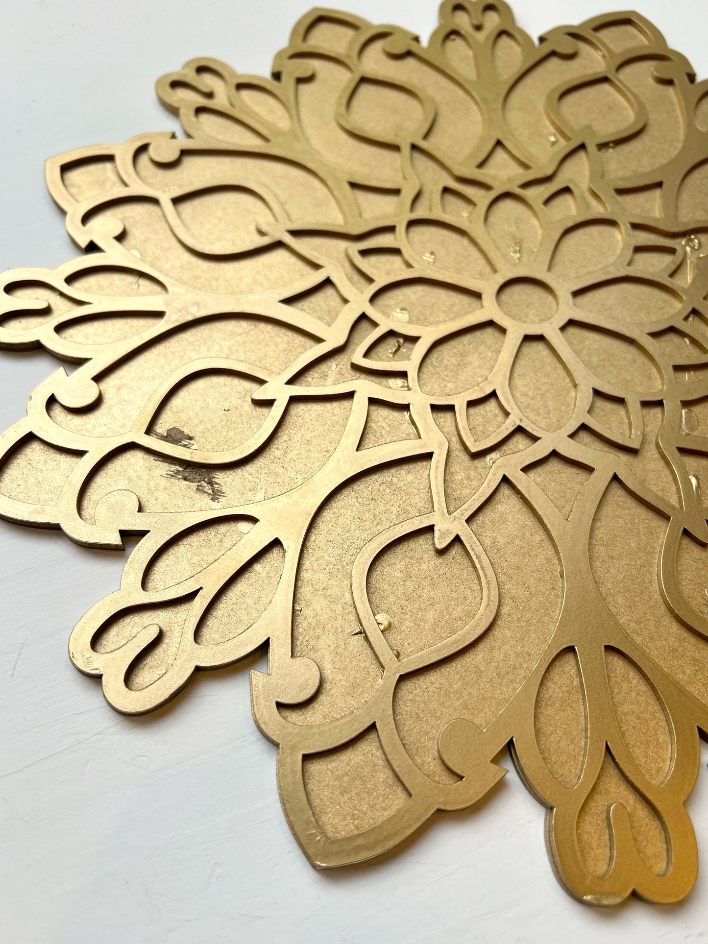 Perfectly Imperfect - 16" Diwali Bouquet Wooden Rangoli Tray Only