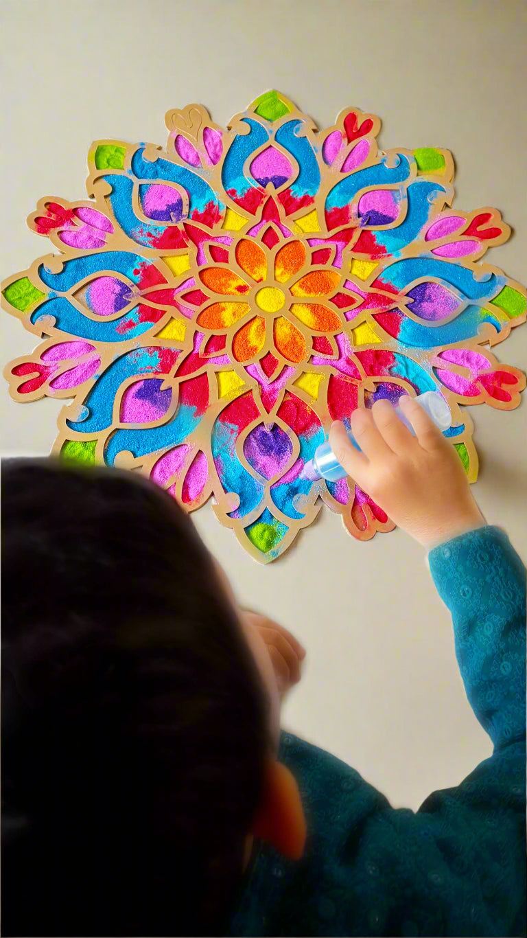 16" Diwali Flower Wooden Rangoli Kit ✨