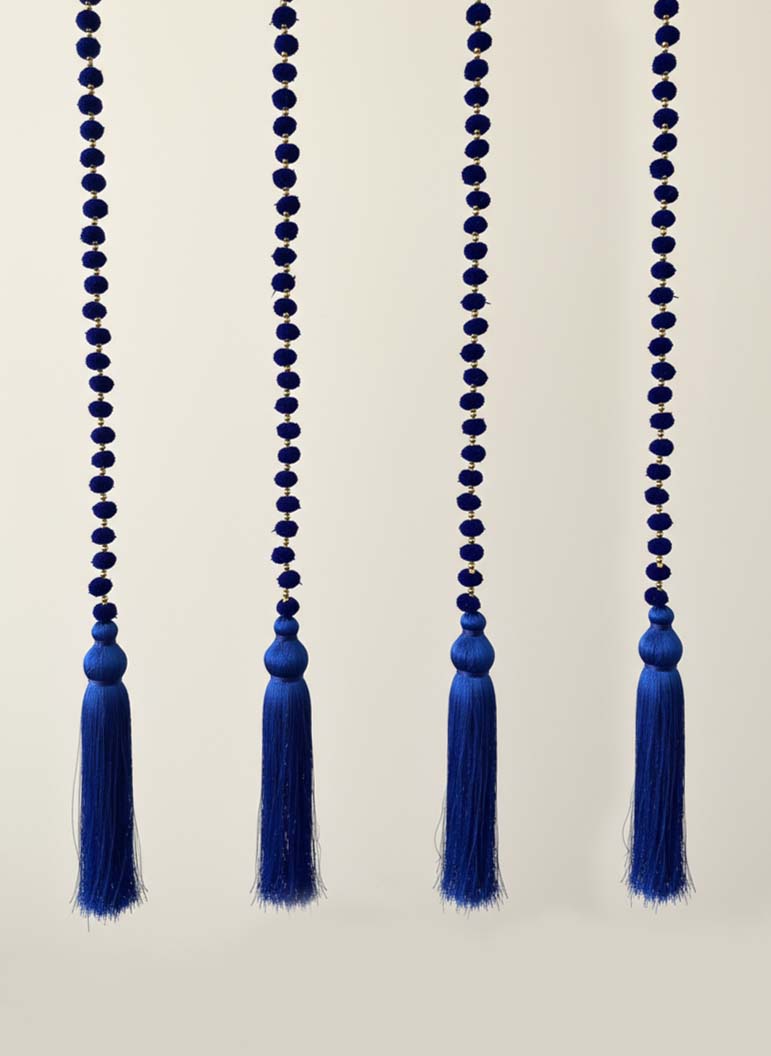 Royal Blue Diwali Hanging Tassel Garland - Pack of 4 ✨