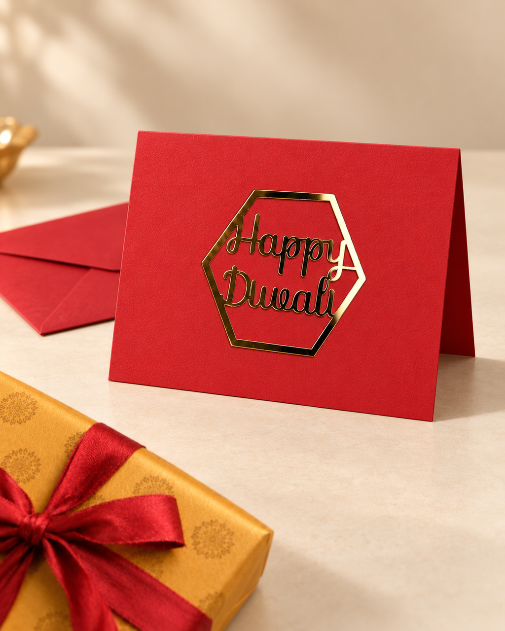 A5 Red Diwali Greetings Card