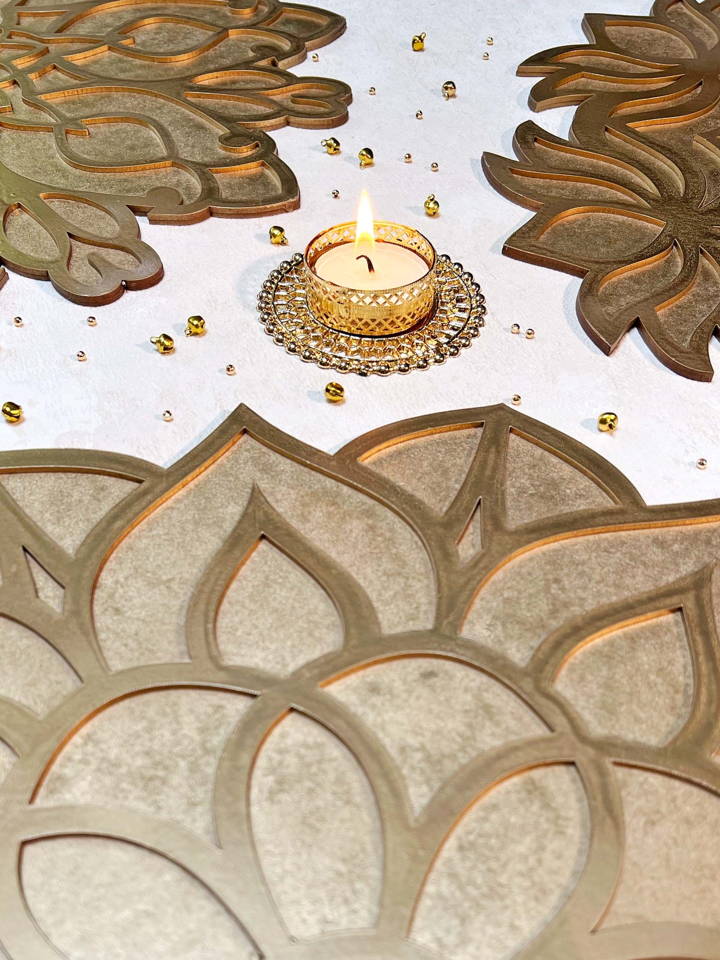 16" Diwali Flower Wooden Rangoli Kit ✨