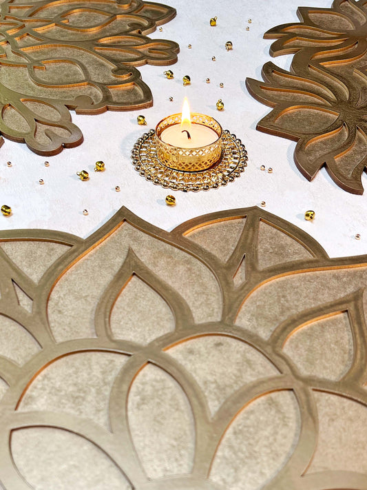 Simple Diwali Gold Diya Tealights - Pack of 2 ✨