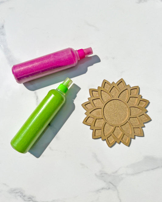 4" Mini Diwali Daisy Wooden Rangoli Kit