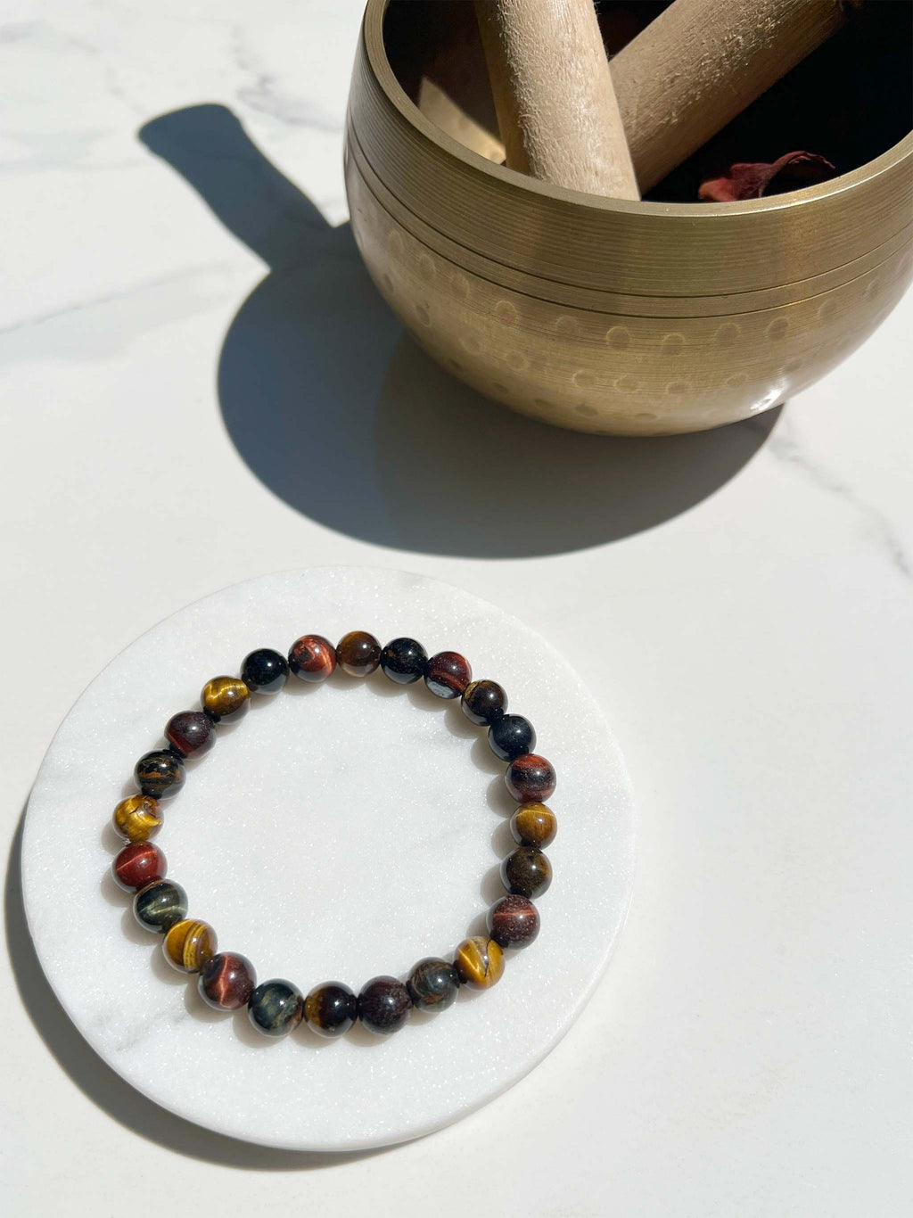 Natural Tiger's Eye Men's Stretch Bracelet