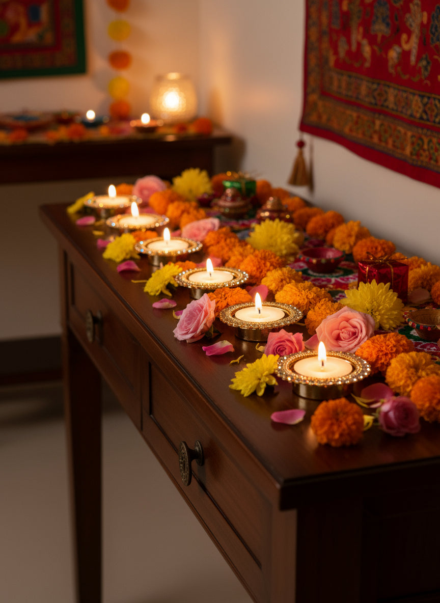 Gold Diamanté Diya Tealight Twin Set✨