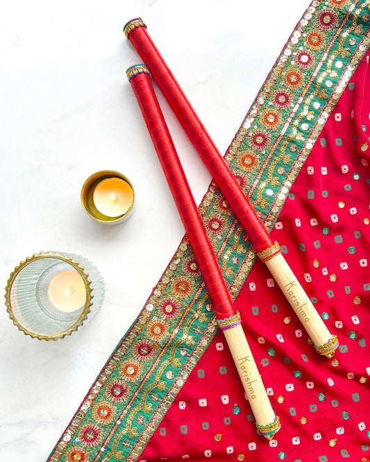 Adult's Personalised Dandiya Sticks - Red