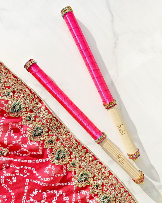 Adult's Personalised Dandiya Sticks - Fuchsia Pink