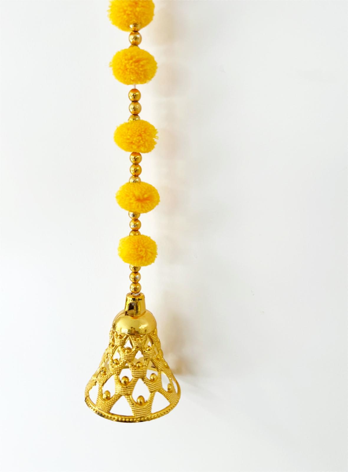 2 Red / 1 Orange / 2 Yellow Pom Pom Hanging Bell Garlands - Pack of 5 ✨