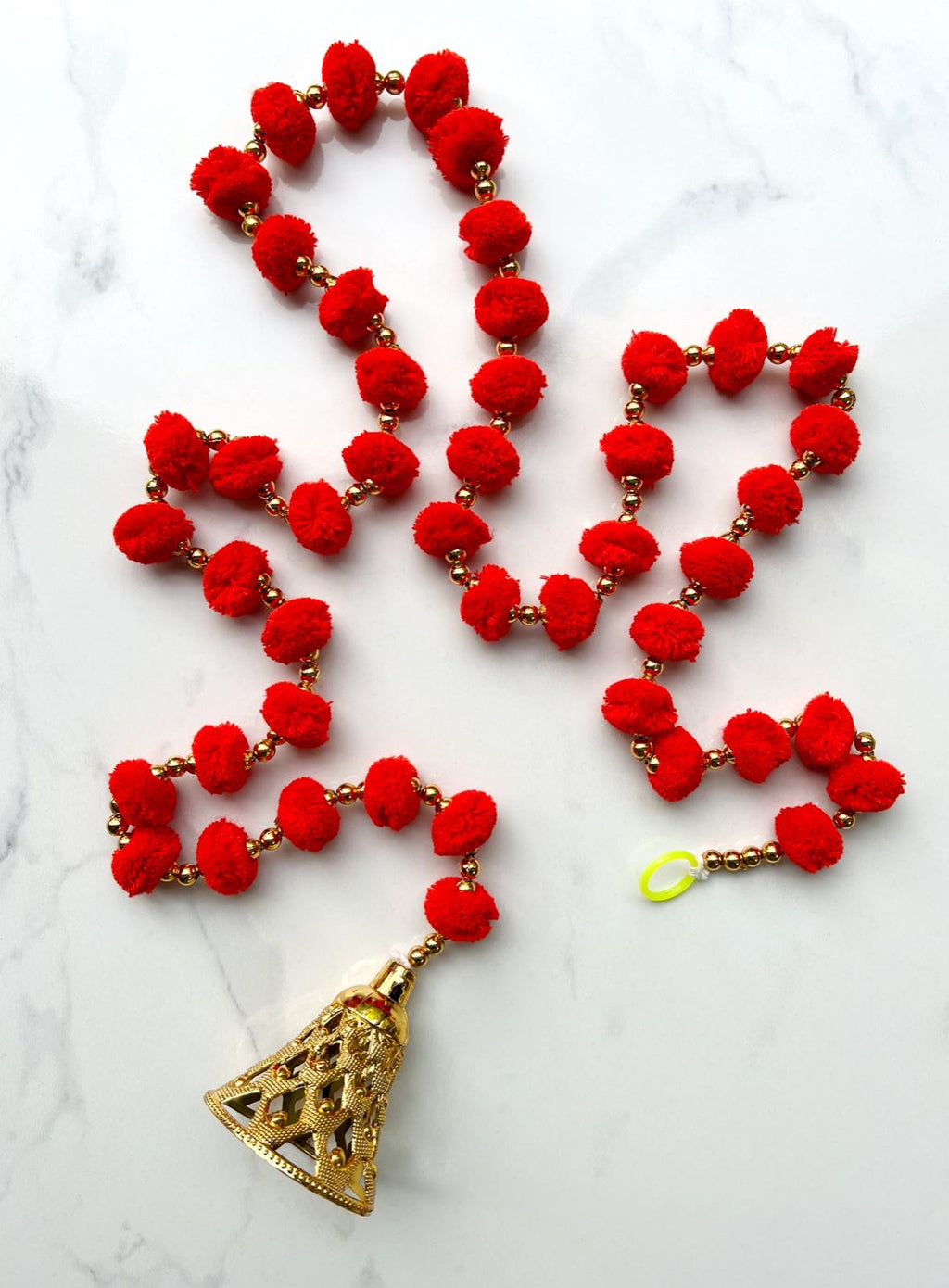 2 Yellow + 1 Red Pom Pom Hanging Bell Garlands - Pack of 3 ✨
