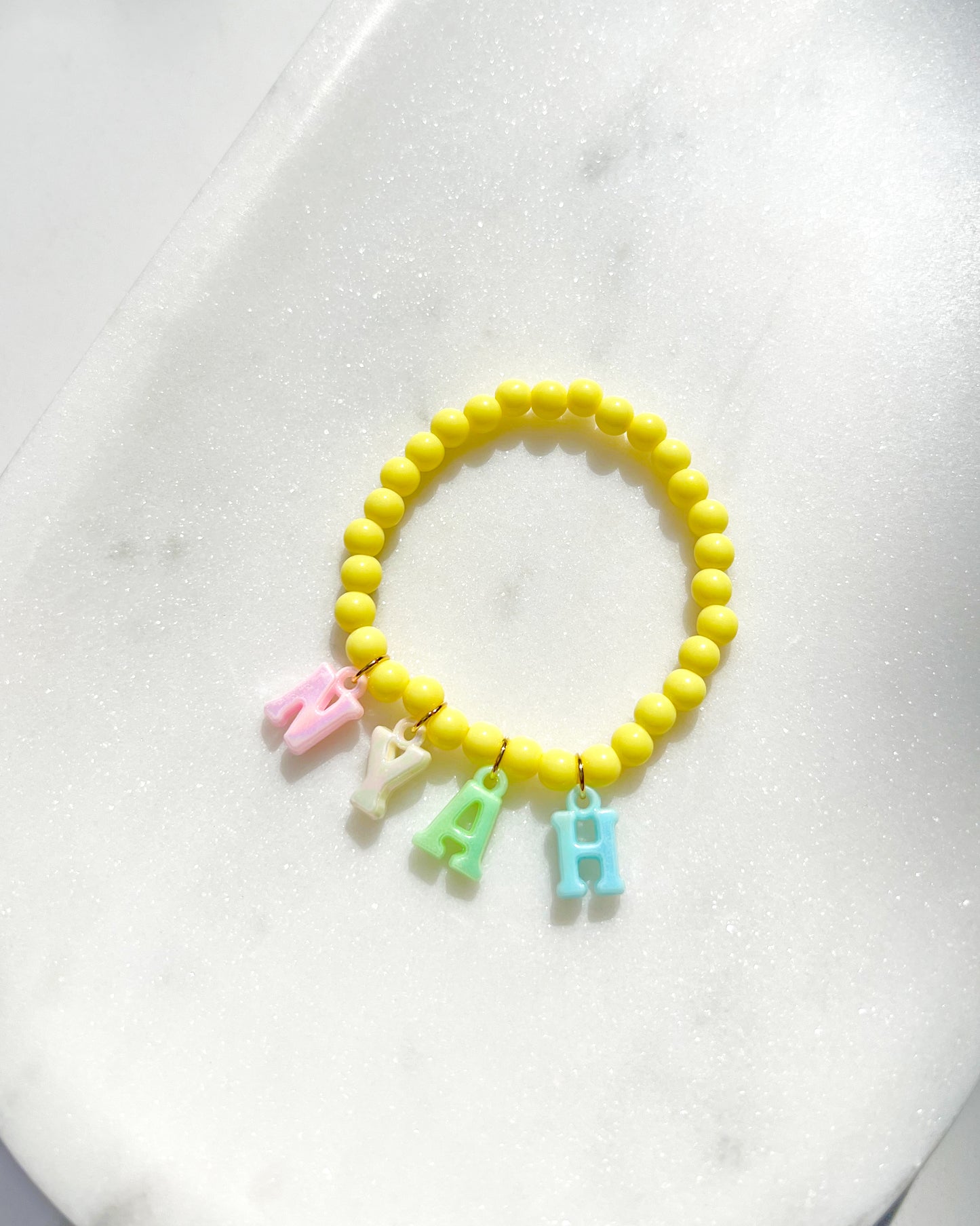 Children's Personalised Name Charm Stretch Bracelet