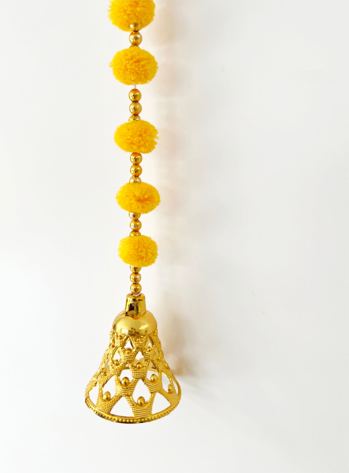 Yellow Pom Pom Hanging Bell Garland