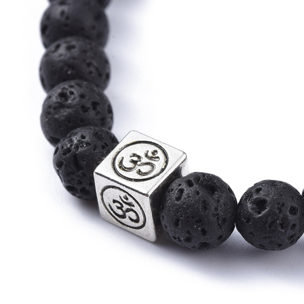 Aum Natural Lava Rock Bead Bracelet