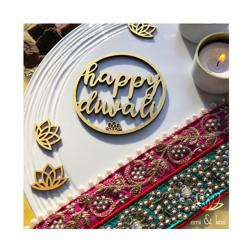 Mini Happy Diwali Painted Wooden Sign