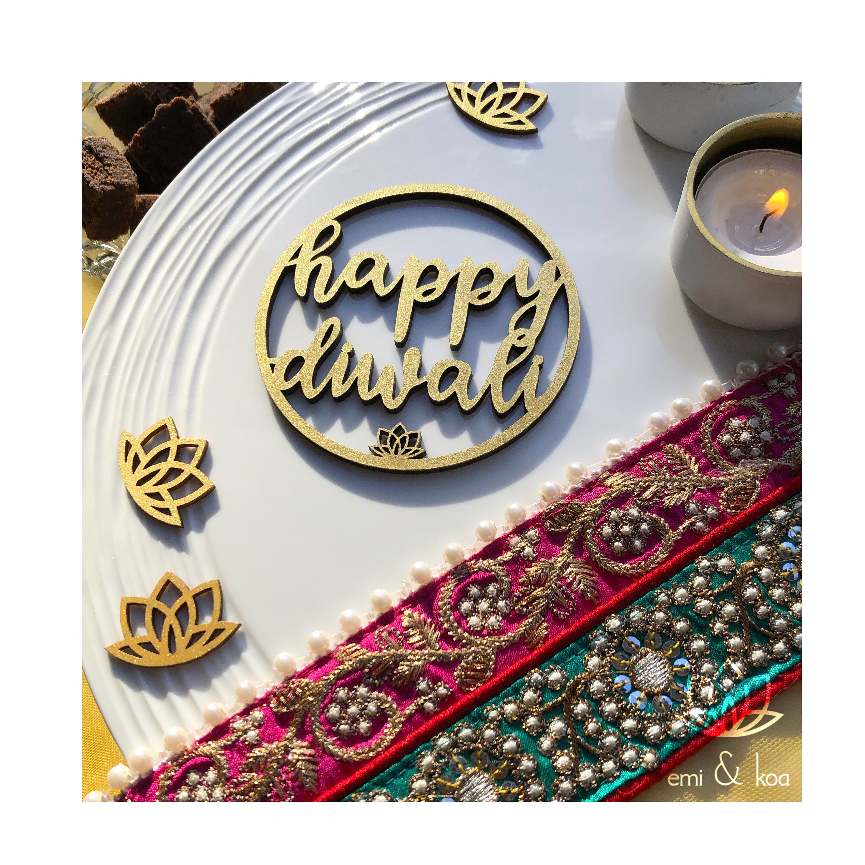 Mini Happy Diwali Painted Wooden Sign