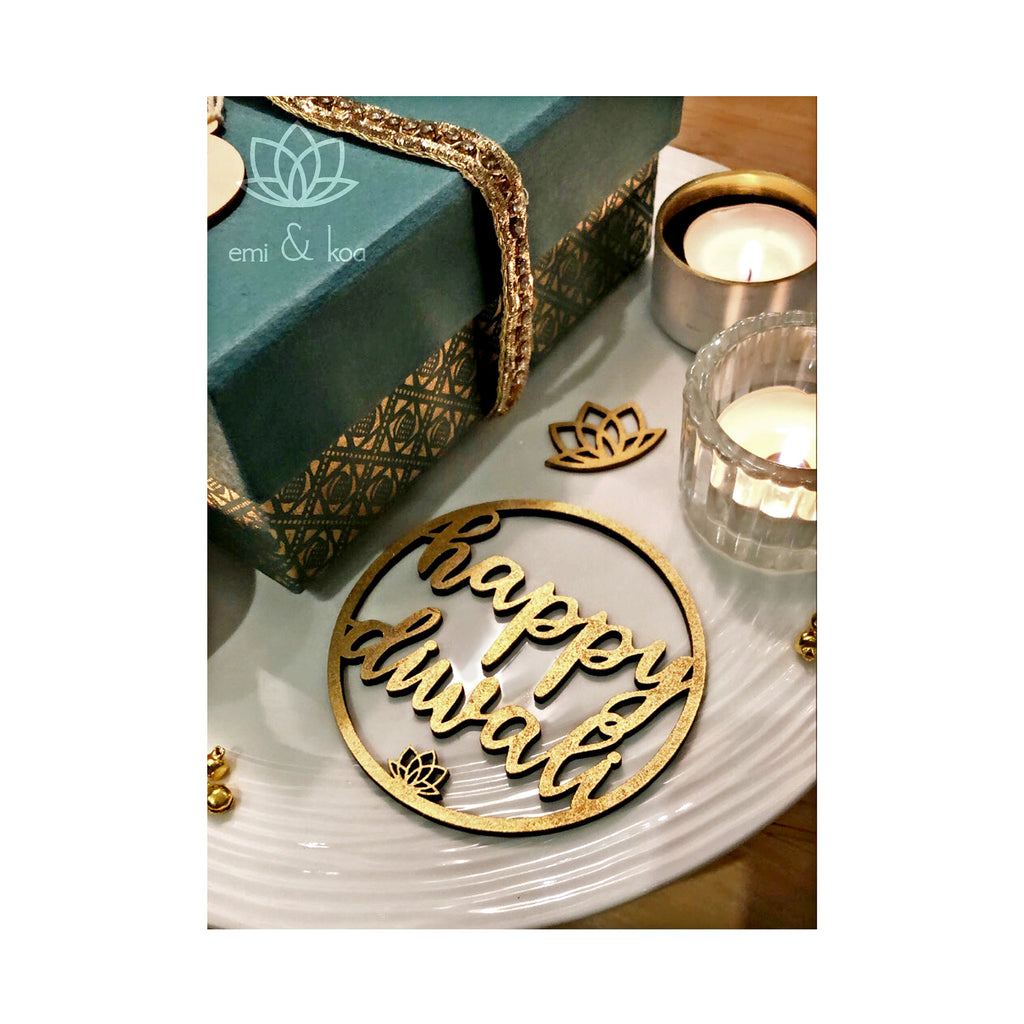 Mini Happy Diwali Painted Wooden Sign