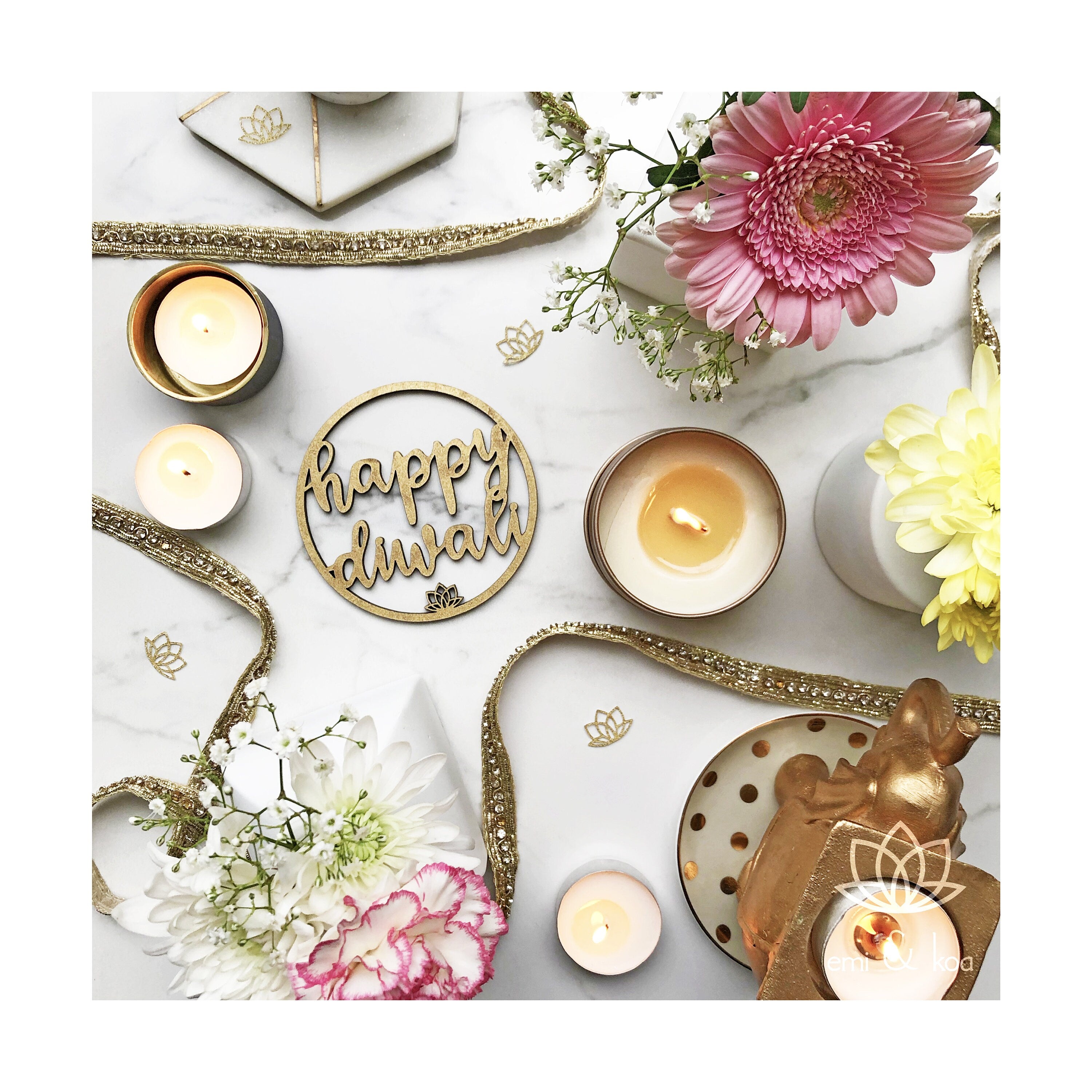 Mini Happy Diwali Painted Wooden Sign