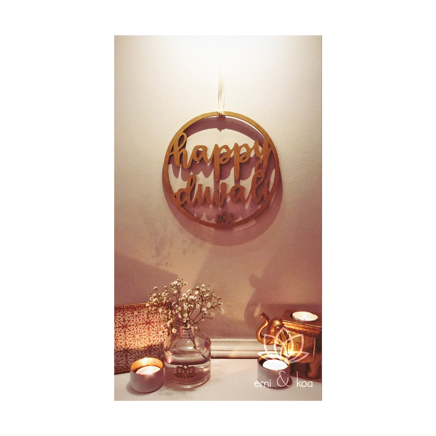 Happy Diwali Painted Wooden Decoration