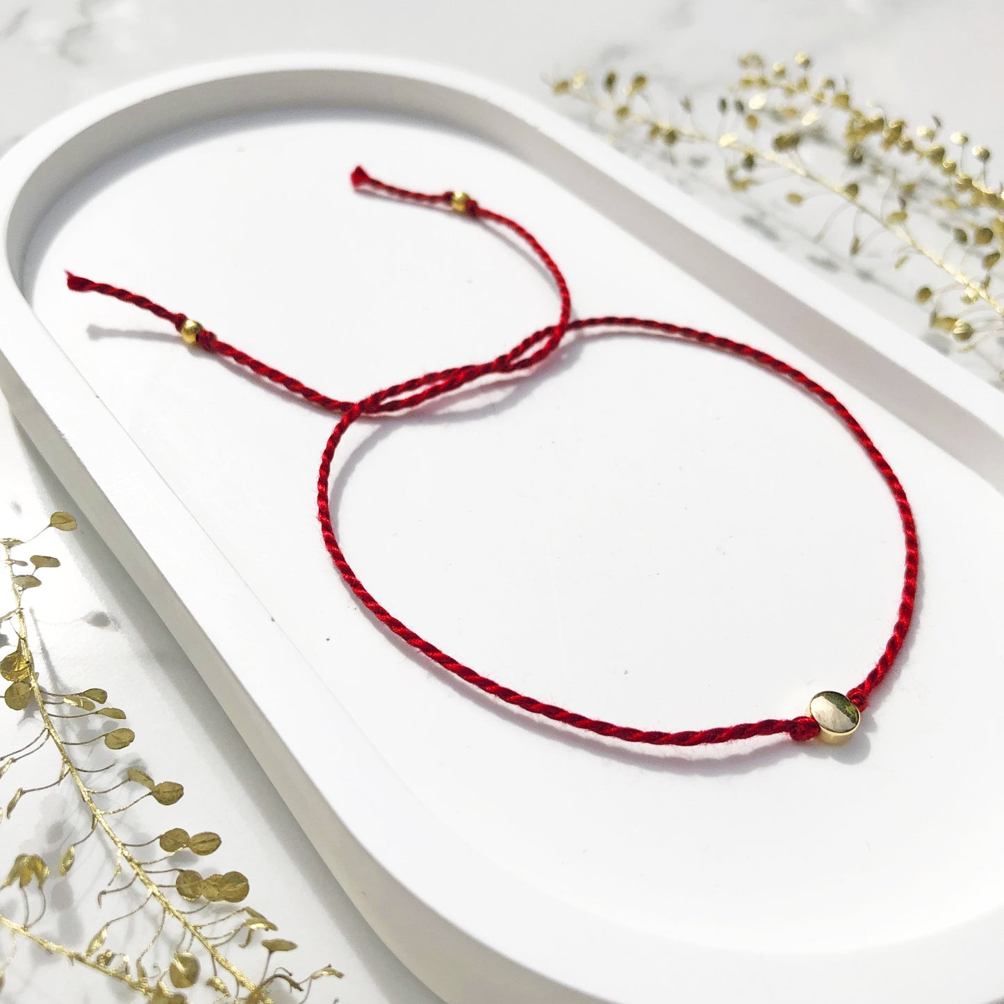 18k Gold Plated Red Handmade Rakhri Rakhi Rakhree, Raksha Bandhan Ujjwal Silono, 100% Egyptian Cotton Twist String Friendship Tie Bracelet